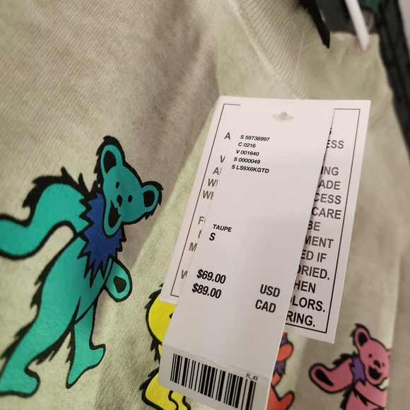 NWT Gratful Dead Grunge Crewneck Sweater Band Dancing Bears Small Distressed - Picture 7 of 9